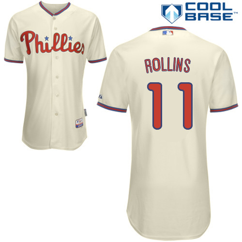 Jimmy Rollins #11 Youth Baseball Jersey-Philadelphia Phillies Authentic Alternate White Cool Base Home MLB Jersey